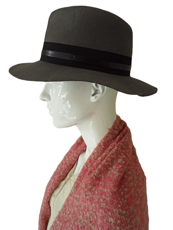 Fashion grijze hoed met brede rand